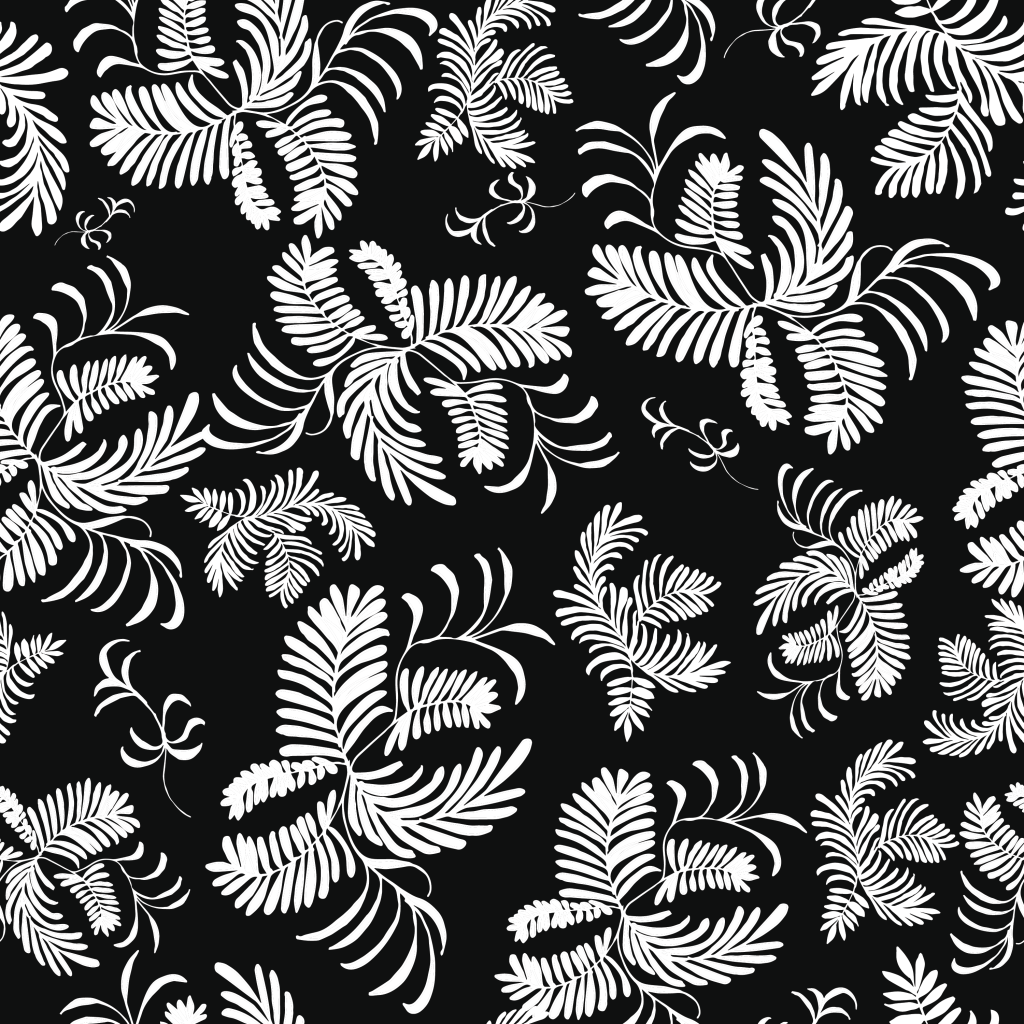 White fern in black of night surface pattern